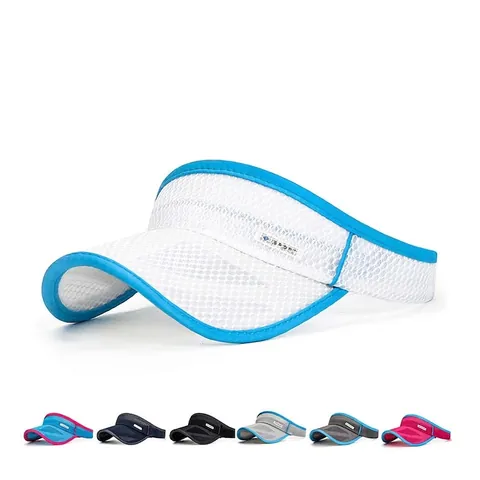 Visiera Sportiva In Mesh Traspirante Cava Per Corsa Tennis Cappello Senza Top Cinturino Riflettente Regolabile Uomo Donna