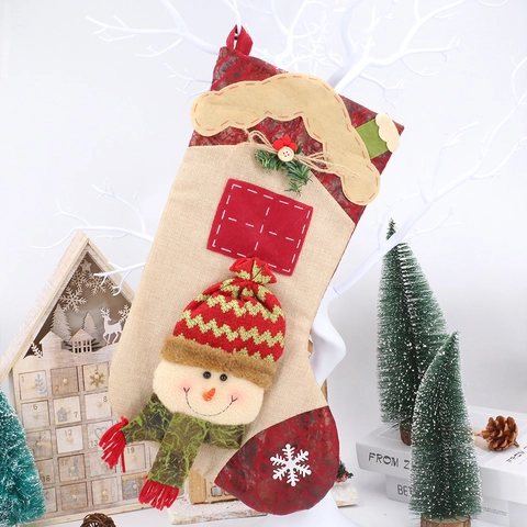 Calza Di Natale Grande Sacchetto Regalo Tela Di Sacco Maglia 3D Babbo Natale Pupazzo Di Neve Renna Decorazione Festa