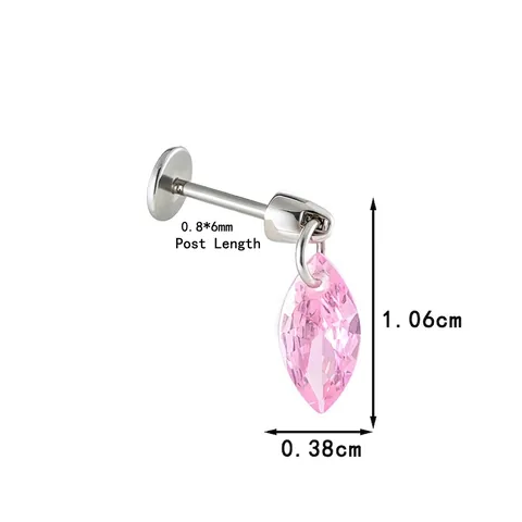 Roestvrijstalen Kraakbeen Piercing Stud Met Marquise Zirkoon Hanger Oorbel Labret Ring Geometrische Sieraden Voor Vrouwen