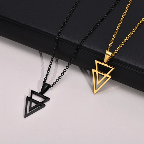 Collana Con Pendente A Doppio Triangolo Geometrico In Acciaio Inossidabile Gioielli Punk Hip Hop Minimalista Regalo Per Uomini