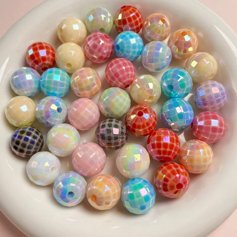 Acryl UV Vergulde Geblokte Disco Bal Kralen Gefacetteerde Losse Ronde Tussenkralen Voor DIY Sieraden Maken