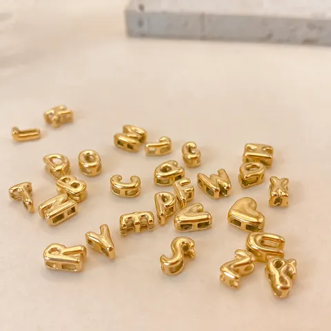 Stainless Steel 3D Bubble Letter Charms For Jewelry Making DIY Handmade Alphabet Beads Pendants Initial Heart & Symbol Accessory For Necklace Bracelet