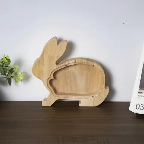 Salvadanaio A Forma Di Animale Scatola Di Risparmio In Legno Finestra In Acrilico Trasparente Decorazione Scrivania