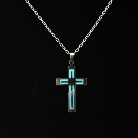 Collana Con Pendente A Croce In Acciaio Inossidabile Luminosa Al Buio Gioielli Gothic Punk Per Uomo Donna