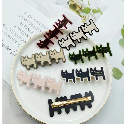 Acetate Hair Clips Cute Cartoon Cat Shape Duckbill Clips Sweet Japanese Style Hair Accessories For Women