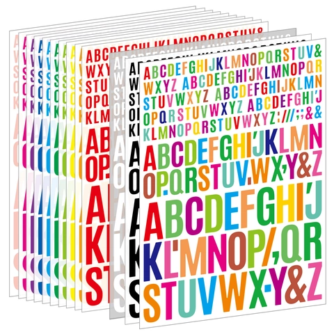 Adesivi Alfabeto Impermeabile Vinile Lettere Maiuscole Grandi Piccole Decalcomanie DIY Scrapbook Biglietti Di Auguri Decorazione Colorato Varie Dimensioni