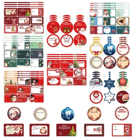 Adesivi Etichette Regalo Natale PVC Autoadesivo DIY Scrapbooking Decorazione Babbo Natale Renna Pupazzo Di Neve Motivi Tags