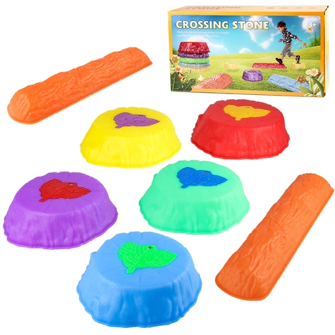 Kids Light Up River Crossing Stones Balance Training Toy Sensory Integration Equipment Colorful Non Slip Stepping Stones For Indoor Outdoor Exercise