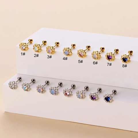 Hohl Sonnenblume Knorpel Ohrstecker Edelstahl Schraubkugel Rückseite Helix Tragus Piercing Schmuck Koreanische Mode Für Frauen