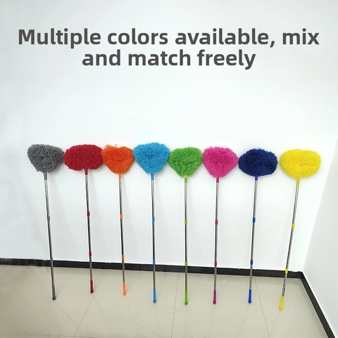 Telescopic Microfiber Feather Duster Extendable Long Handle Cleaning Tool for Ceiling Fan Home Dusting Brush