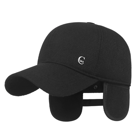 Men Winter Baseball Cap Fleece Lined Thickened Warm Outdoor Windproof With Ear Flaps Casual Cotton Polyester Hat