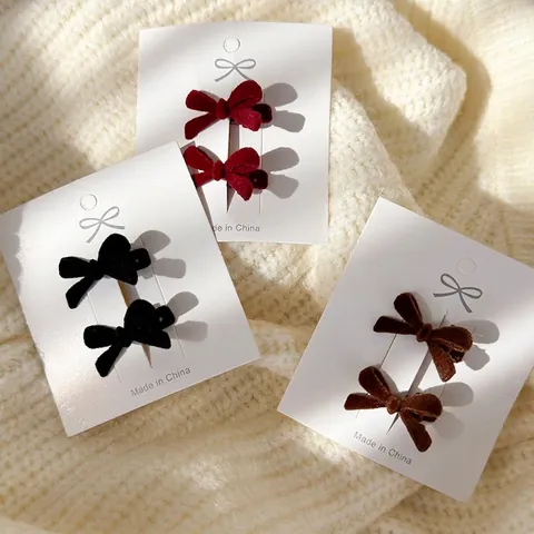 Pinzas Para El Cabello Con Lazo De Terciopelo Flocado Aleación Clips De Pico De Pato Navidad Otoño Invierno Accesorios Para El Cabello Mujer