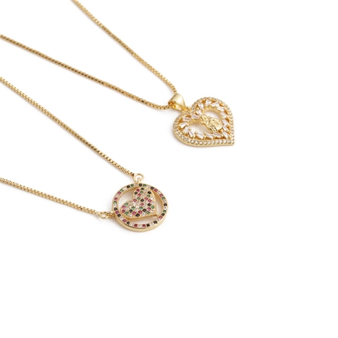 Kupfer Herz Anhänger Halskette Mit Bunten Zirkonia Micro Setting Mode Schmuck Für Frauen Elegantes Biene Elefant Design