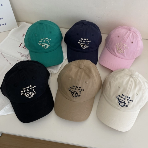 Baumwolle Baseballkappe Cartoon Avatar Buchstaben Stickerei Breite Krempe Sonnenschutz Verstellbar Lässige Sporthut Damen Herren