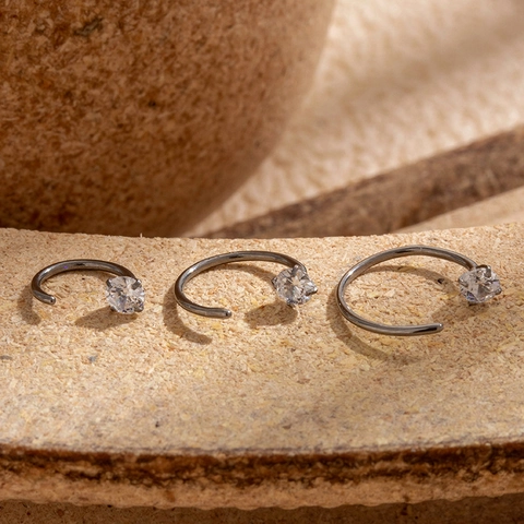 C Shaped Nose Ring Cartilage Earring G23 Titanium Alloy ASTM F136 Inlaid Cubic Zirconia Body Piercing Jewelry Fashion