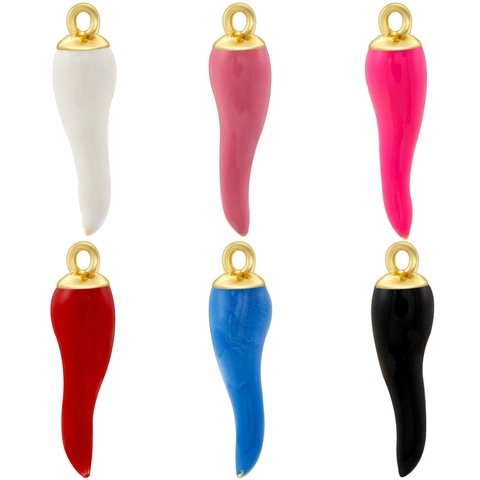 Italian Horn Cornicello Chili Pepper Pendant Charm Brass Enamel For DIY Jewelry Making Unique Fashion Accessory