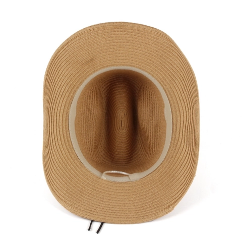 Western Cowboy Straw Hat For Men Women Bull Head Decor Curved Wide Brim Sun Protection Breathable Bamboo Fiber Summer Outdoor Casual Beach Hat
