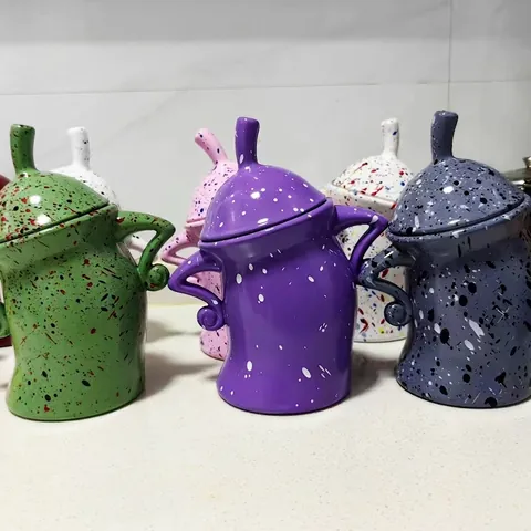 Canister With Attitude Quirky Arms Akimbo Ceramic PVC Storage Jar Splash Pattern Hand Painted Decorative Kitchen Organizer Mug With Lid