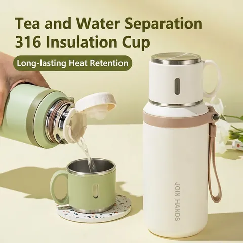 316 Stainless Steel Vacuum Insulated Flask With Portable Strap Tea Infuser Travel Office Minimalist Water Bottle
