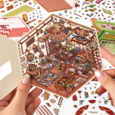 Scenery Decorative Stickers PET Retro DIY Scrapbook Mini Room Scene Stationery Material For Journaling