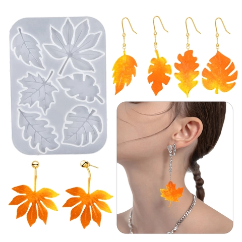 Moule En Silicone Pour Bijoux En Résine Forme De Feuille Bricolage Boucle D'oreille Pendentif Porte-clés Outils Durable