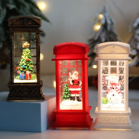 Weihnachts Schneekugel Laterne LED Nachtlicht Vintage Bronze Weihnachtsmann Schneemann Engel Glitzer Wasserlampe Geschenk