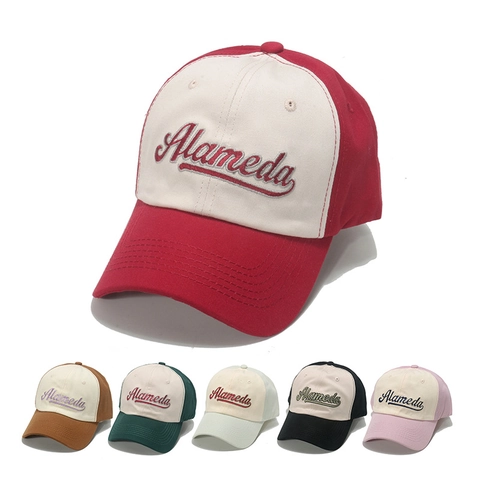 Gorra De Béisbol Vintage Bloques De Color Algodón Bordado Letras Sombrero De Sol Ajustable Para Mujeres Hombres