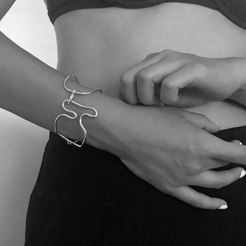 Minimalistisches Armband Aus 925 Sterling Silber Für Damen Unregelmäßiges Gewebtes Design Trendiger Schmuck