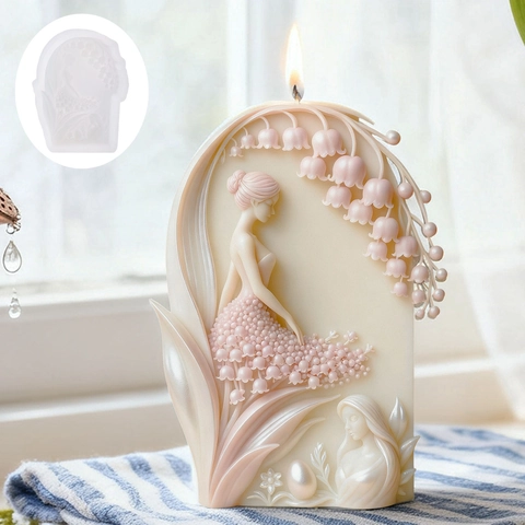 3D Relief Mädchen Maiglöckchen Silikonform DIY Handgemachte Duftkerze Wachs Seife Herstellung Werkzeuge Romantik Ästhetik