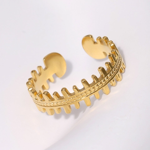 Anello Aperto In Acciaio Inossidabile Per Donna Design Geometrico Minimalista Lisca Di Pesce Regolabile