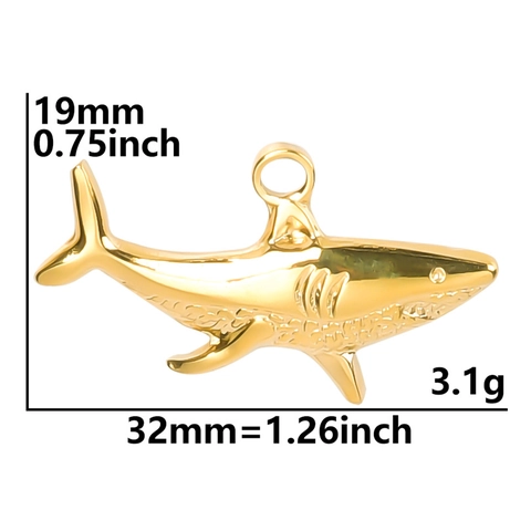 Shark Pendant Necklace Stainless Steel Animal Shape Ocean Theme Cool Hip Hop Punk Jewelry For Men Women