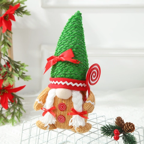 Weihnachten Gnom Gesichtlose Puppe Lebkuchenmann Gestricktes Plüsch Ornament Mit LED Licht Für Feiertag Desktop Dekoration