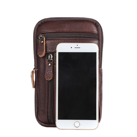 Genuine Cowhide Leather Men Waist Bag Phone Pouch Belt Loop Crossbody Shoulder Bag Multi Pocket Outdoor Travel Business