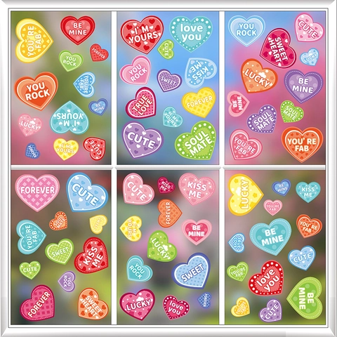 Valentinstag Fensterbilder Doppelseitig Herz Gnom Statische Folie Aufkleber Glas Deko Wiederverwendbar Abnehmbar Feiertag