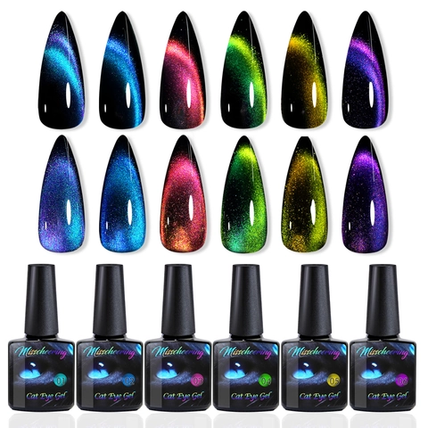 Μαγνητικό Βερνίκι Νυχιών Gel Rainbow Cat Eye Λαμπερό Πολύχρωμο Εφέ Aurora Επαγγελματικό Μανικιούρ