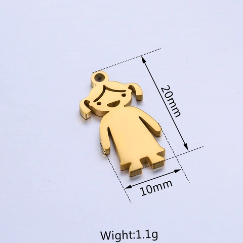 Cartoon Boy Girl Cat Dog Charms 304 Stainless Steel Mirror Polished DIY Jewelry Making Pendants For Necklace Bracelet