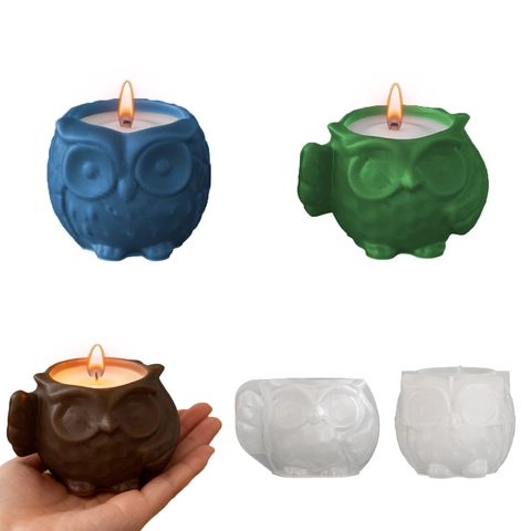Owl Shape Silicone Mold DIY Candle Cup Resin Casting Halloween Decor Flower Pot Storage Jar Tool