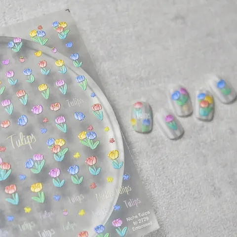 Adesivi Per Nail Art In Rilievo 5D Motivo A Fiori Di Tulipano E Farfalla Stile Giapponese Simpatica Decorazione Manicure DIY