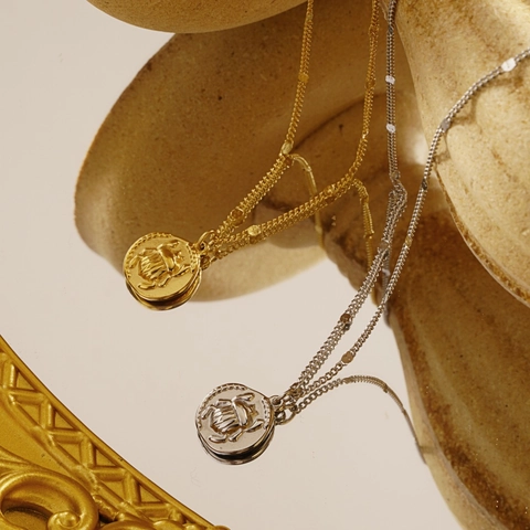 Collar Con Colgante De Moneda De Escarabajo Egipcio Antiguo De Acero Inoxidable Joyería Retro Vintage Para Mujer
