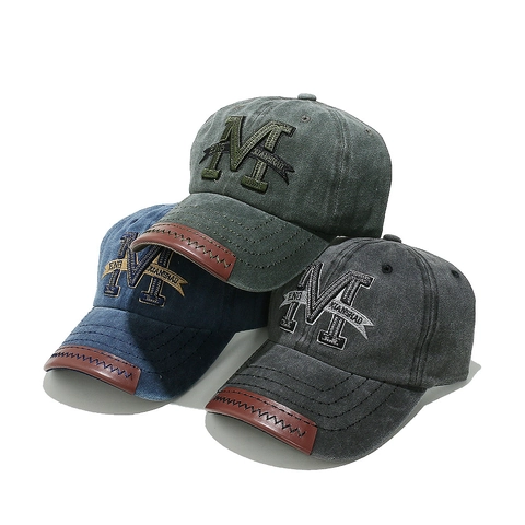 Cappello Da Baseball In Cotone Lavato Vintage Ricamo Lettera M Retro Cappello Da Sole Regolabile Unisex All'aperto