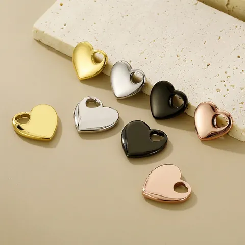Herzanhänger Edelstahl Vergoldet Spiegelpoliert Charms Für DIY Schmuckherstellung Minimalistische Mode Metallzubehör