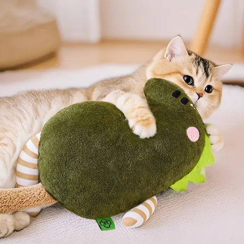 Plush Squeaky Pet Toy Monster Dinosaur Shape With Crinkle Paper Interactive Towel Fabric Bite Resistant For Cats Dogs