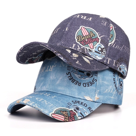Vintage Graffiti Buchstaben Baseballkappe Mit Beach Calling Patch Retro Stickerei Verstellbarer Denim Sonnenhut Herren Damen