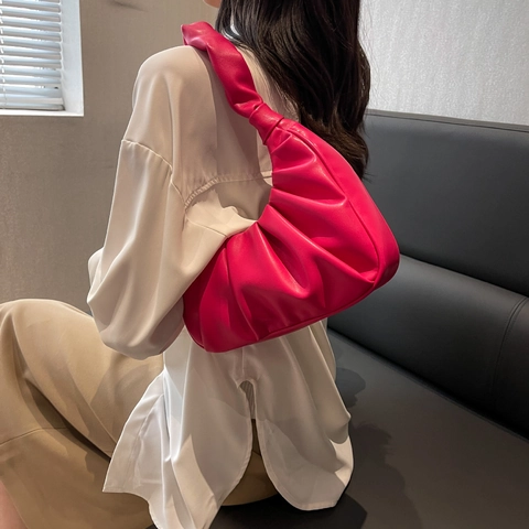 Borsa Sottobraccio Pieghettata Da Donna In Pelle PU Ruched Croissant Borsa A Mano Nicchia Francese Borsa A Spalla Trendy