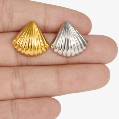 Shell Scallop Stud Earrings 304 Stainless Steel 18K Gold Plated Silver Minimalist Ocean Beach Style Jewelry For Women