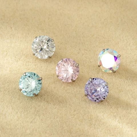 Cabezal De Repuesto De Aleación De Titanio Con Circonita Brillante Y Rosca Interna Joyas De Piercing Para Labio O Nariz Estilo Punk