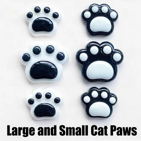 Schattige Kattenpoot Hars Charms DIY Accessoires Glanzend Zwart Wit Platte Achterkant Decoraties Voor Telefoonhoesje Haarclips Knutselen