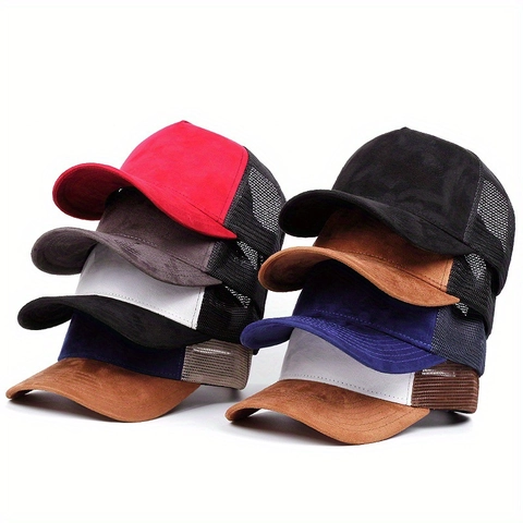 Cappello Trucker Rete Baseball Camoscio Traspirante Regolabile Protezione Solare Outdoor Casual Unisex