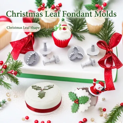 Stechpalmenblatt Weihnachten Kolbenform Kunststoff Fondant Plätzchenausstecher Tortendekoration DIY Backwerkzeug