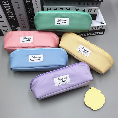 Große Kapazität Polyester Federmäppchen Cartoon Alpaka Lucky Day Label Macaron Farbe Schule Schreibwaren Organizer Reißverschluss Tasche